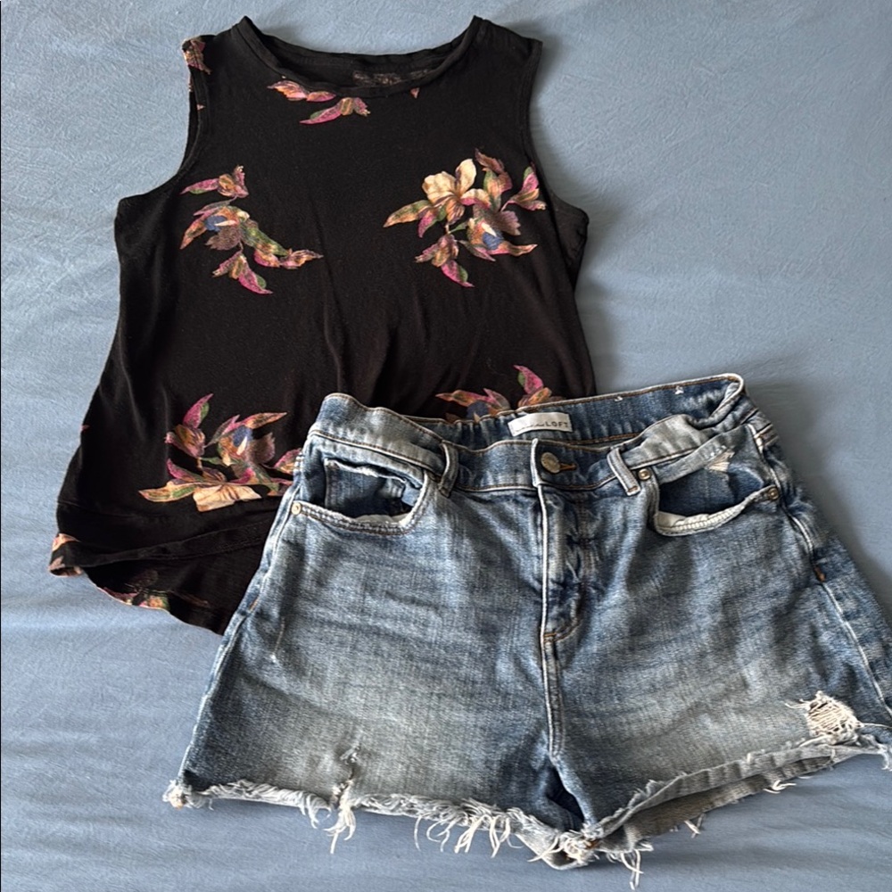 A New Day Black Floral Tank Top